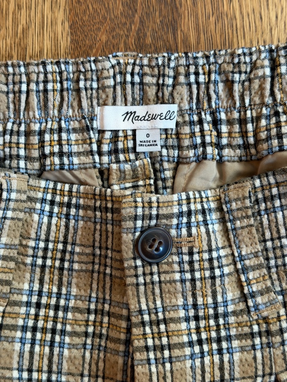 NWOT Madewell The Neale Seersucker Short - Tan and Blue Plaid - Size 0 - Picture 2 of 10